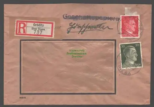 B9381 R-Brief Gebr. Hörmann A.-G. Gröditz über Riesa 1943
