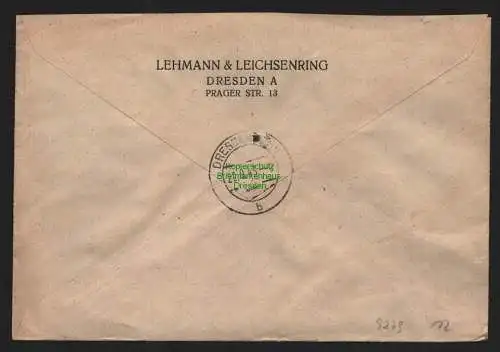 B9279 R-Brief Gebr. Hörmann A.-G. Dresden A 3 a 1943 Lehmann & Leichsenring