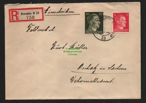 B9287 R-Brief Gebr. Hörmann A.-G. Dresden N 23 1942 Werner Casper Feldwebel