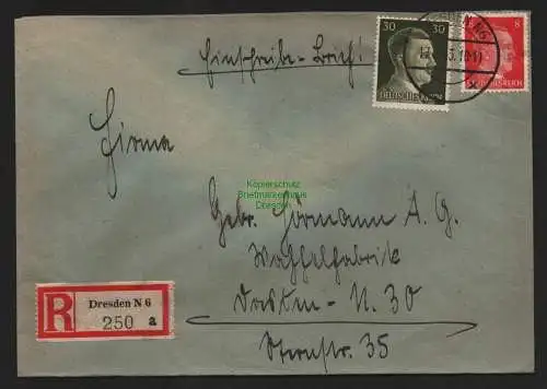 B9294 R-Brief Gebr. Hörmann A.-G. Dresden N 6 a 1943 R. Kretzschmer