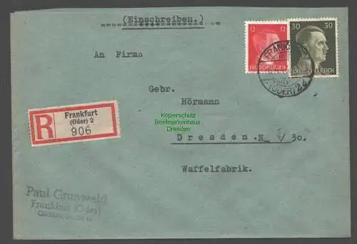 B9331 R-Brief Gebr. Hörmann A.-G. Frankfurt (Oder) 2 1943 Paul Grunwald
