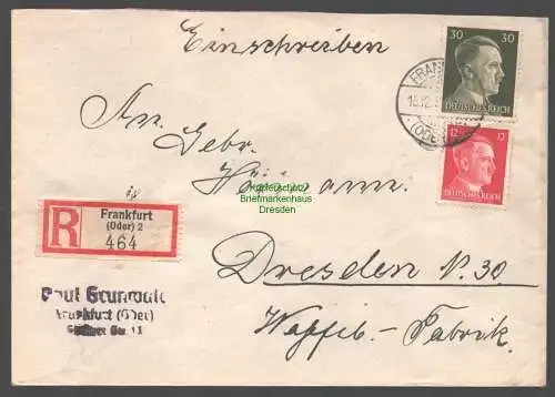 B9330 R-Brief Gebr. Hörmann A.-G. Frankfurt (Oder) 2 1942 Paul Grunwald