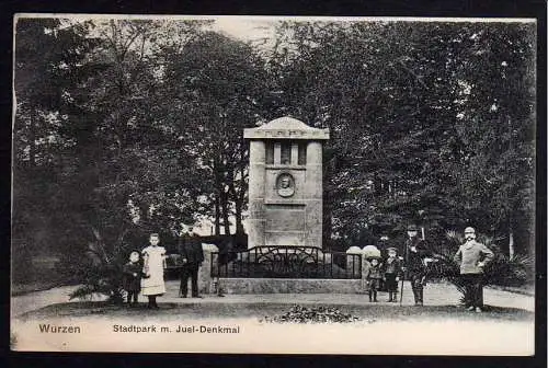 77683 AK Wurzen Stadtpark mit Juel Denkmal 1907 Jäger