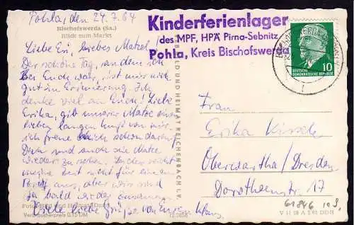 61846 AK Bischofswerda Kinderferienlager Pohla MPF 1964