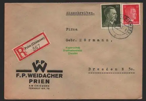 B9700 R-Brief Gebr. Hörmann A.-G. Prien (Chimsee) 367 F. P. Weidacher 1943