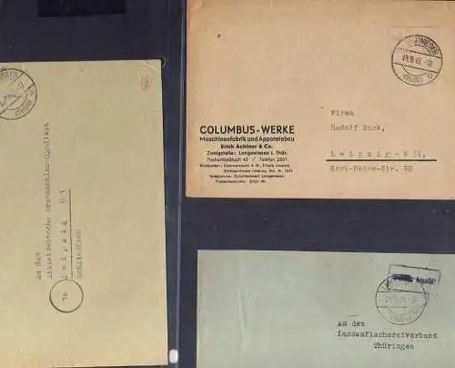B530 3x SBZ Brief Gebühr bezahlt 1945 Langewiesen Columbus Werke Maschjinenfabri