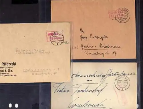 B368 5x SBZ Brief Karte Gebühr bezahlt 1945 Freital 1948 Sozialversicherungsanst