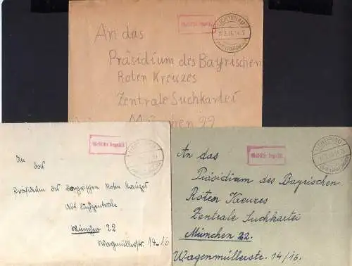 B2087 3x Brief SBZ Gebühr bezahlt 1946 Lichtenau Kr. Hildburghausen  Bayr. Rotes