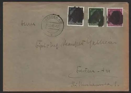 B-14536 SBZ Brief Sächsische Schwärzung Dresden A16 Stempel neben den Marken