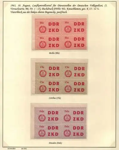 B13813 DDR ZKD 4x C 1 - 15 ** postfrisch je Eckrand Viererblock Ecke oben links