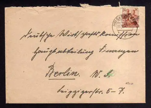 h700 Brief Handstempel Bezirk 20 Haldensleben 30.6.48 Gardelegen an Deutsche Wir