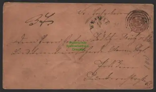 B14381 Ganzsache Thurn & Taxis um 1866 Weimar 3 Silbergr. nach Potsdam