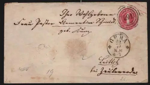 B11612 Brief Altdeutschland AD Thurn & Taxis U27A GS 291 Gera 1866 Leitlitz