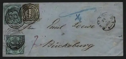 B11646 Brief Thurn & Taxis 7a, 2x 12a Gießen 115 1859 nach Bückeburg