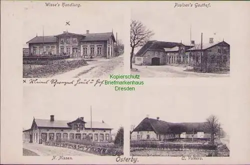 158893 AK Osterby Flensburg 1909 Wisse´s Handlung Paulsen´s Gasthof Hof Volkers