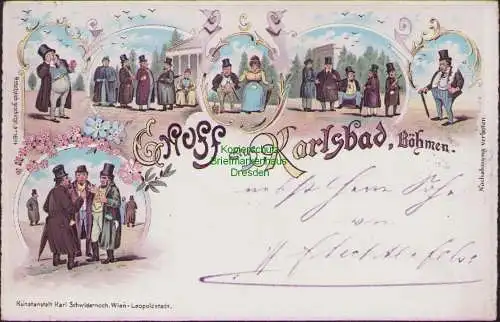 158892 AK Litho Karlsbad Böhmen 1898 Verlag Schwidernoch Wien