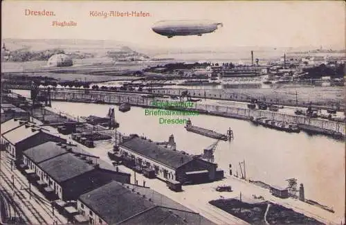 158569 Dresden König Albert Hafen Flughalle Zeppelin Marine Luftpost 1915 Abwurf