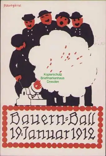 158669 AK Dresden Künstlerkarte 1912 Bauernball signiert Baumgärtel Kanone