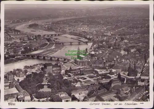 158599 AK Dresden mit Elbebrücken 1943 Hahn Foto 10256 Luftbild