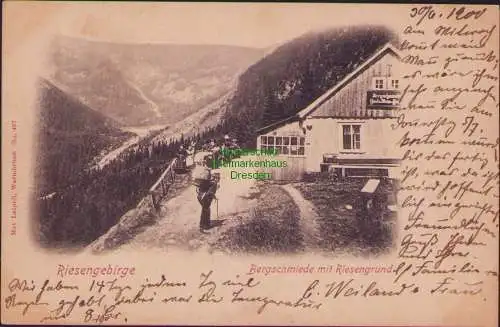 158648 AK Riesengebirge Warmbrunn 1900 Bergschmiede mit Riesengrund