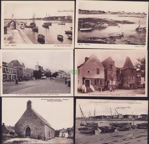 158751 6 AK Piriac-sur-Mer Loire-Atlantique um 1915 Hafen Kirche Boote Le Quai