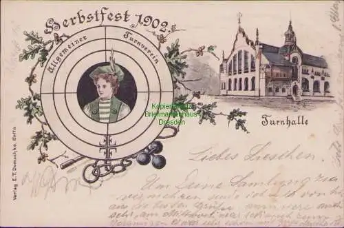 158653 AK Dresden Cotta Herbstfest 1902 Allgemeiner Turnverein Turnhalle