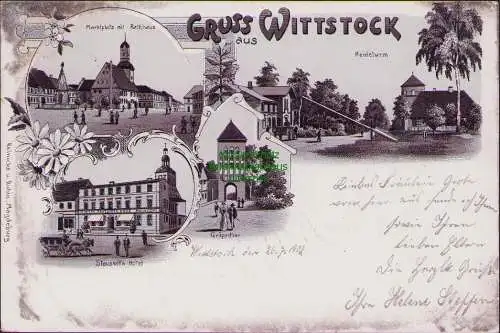 158646 AK Wittstock Dosse Litho 1902 Markt Rathaus Gröpertor Hotel Steusloff