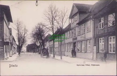 158596 AK Dömitz 1906 Behnckes Hotel Elbstrasse