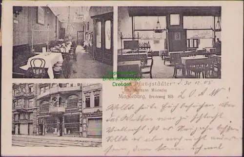 158809 AK Magdeburg 1905 Breiteweg 168 Restaurant zum Pfungstädter Meinecke