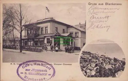 153824 AK Gruss aus Blankenese um 1915 Gasthaus Vogel Wedeler Chaussee