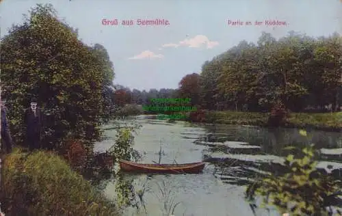 153970 AK Gruß aus Seemühle Partie an der Küddow 1918