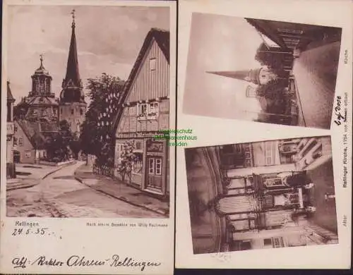 153831 2 AK Rellingen i. Holstein  1935 Schmidt´s Weinstuben Kirche 1951