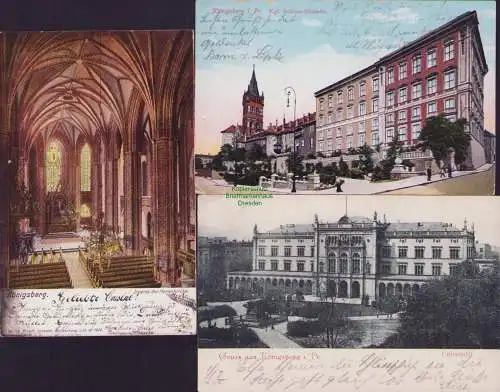 153767 3 AK Königsberg i. Pr. Kgl. Schloss-Südseite 1911 Marienkirche