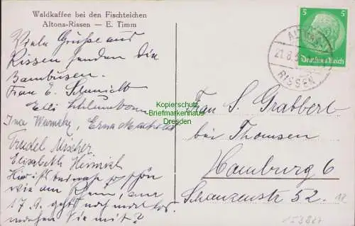 153827 AK Hamburg Altona Rissen 1933 Waldkaffee bei den Fischteichen