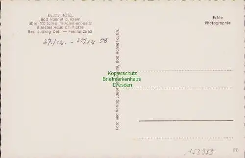 153933 AK Bad Honnef a. Rhein Dell's Hotel 1958