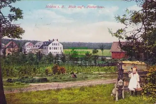153962 AK Moldau i. B. Blick auf's Fischerhaus um 1925