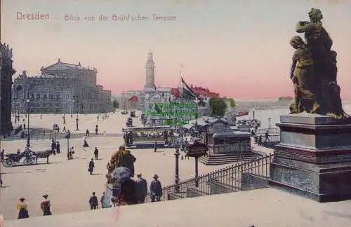 153790 AK Dresden Blick von der Brühl'schen Terrasse 1906 Trinkhalle Semperpoer