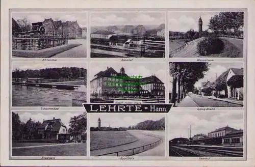 153804 AK LEHRTE Hann. 1935 Ehrenmal Schwimmbad Stadtpark Bahnhof Adolf Hitler