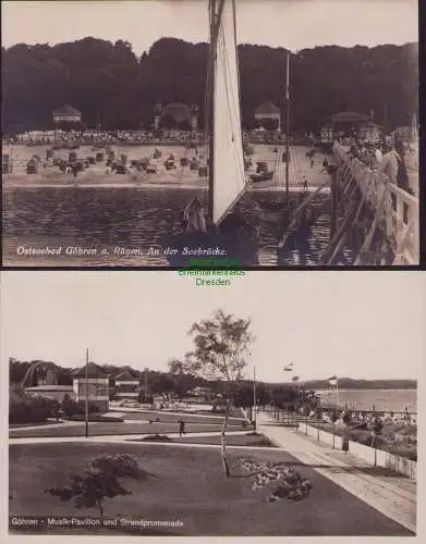 153515 2 AK Ostseebad Göhren a. Rügen 1930 Seebrücke Musik-Pavillon Promenade