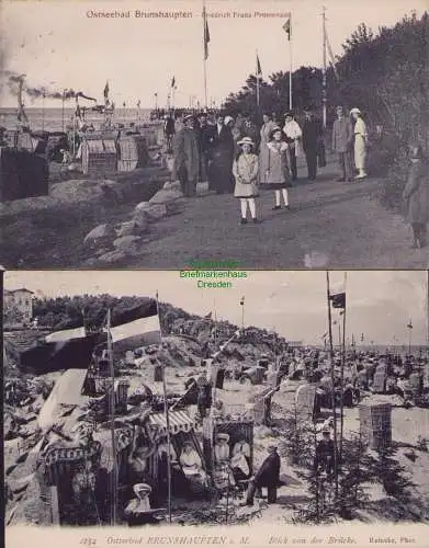 153558 2 AK Ostseebad Brunshaupten Friedrich Franz-Promenade 1915 Strandleben