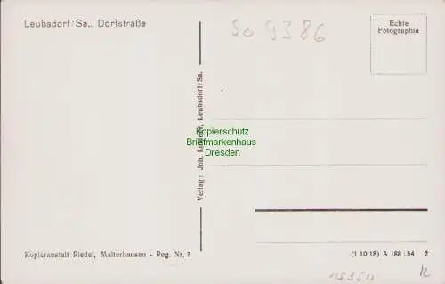 153511 AK Leubsdorf/Sa. Dorfstraße Kopieranstalt Riedel Malterhausen 1954