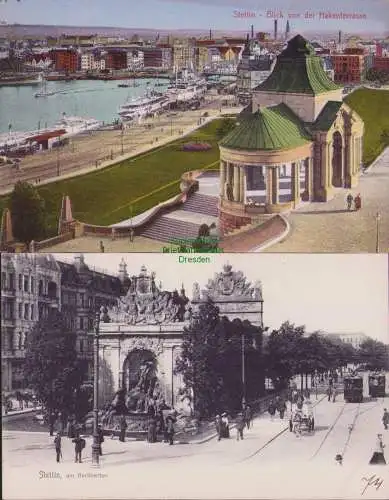 153744 2 AK Stettin am Berlinertor Blick von der Hakenterrasse  1915