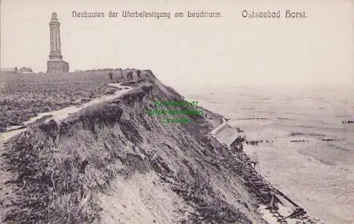 153738 AK Neubauten der Uferbefestigung am Leuchtturm Ostseebad Horst 1906