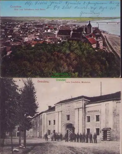 153752 2 AK Grudziadz Graudenz Blick vom Schloßturm nach Süden 1915 Feste