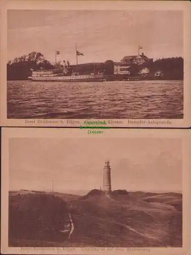 153560 2 AK Insel Hiddensee b. Rügen Kloster Dampfer Anlegestelle Leuchtturm