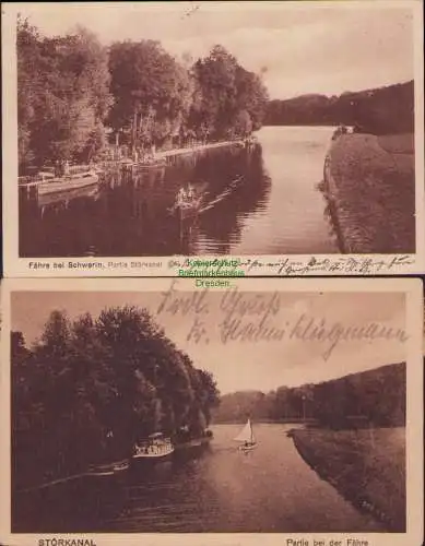 153546 2 AK Fähre bei Schwerin Partie Störkanal 1924 1926