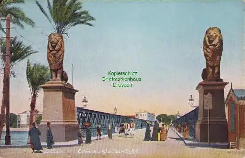 153663 AK Kairo Le Caire 1908 EGYPTE Ägypten Entrée du pont de Kast-El-Nil