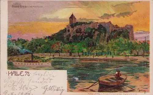 153594 AK Halle Saale Burg Giebichenstein 1900 Litho