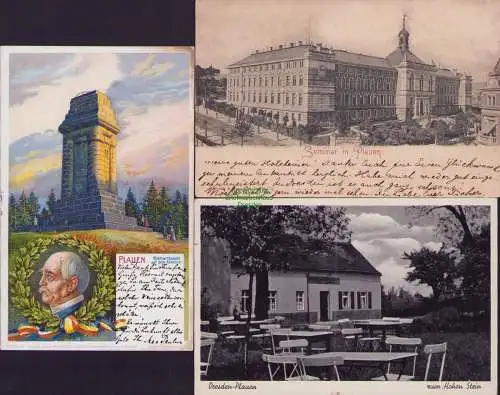 153703 3 AK Dresden Plauen Bismarcksäule auf dem Kemmler 1912 Seminar 1902