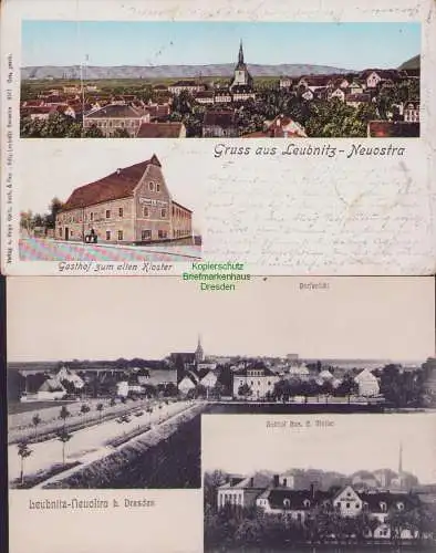 153695 2 AK Leubnitz Neuostra Gasthof zum alten Kloster 1902 Gasthof Müller 1911